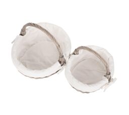 Red Hamper Wicker Set of 2 Lined Antique Wash Bathroom Shopping Basket in Light Grey - thumbnail 5