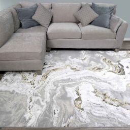 Kukoon Grey Gold Metallic Distressed Marble Rug in Metallic Gold - Size: 160 cm x 230 cm - thumbnail 2