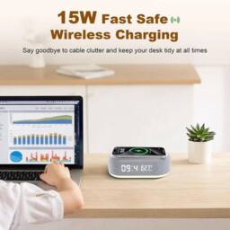PAWNORA 4in1 Alarm Clock Wireless Charger in Grey - thumbnail 3