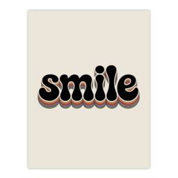 "Artery8 Smile Colourful Retro Rainbow Font Typography Wall Art Print in Beige - Size: W12"" x H16""" - thumbnail 1