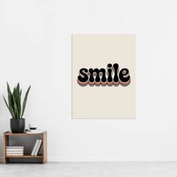 "Artery8 Smile Colourful Retro Rainbow Font Typography Wall Art Print in Beige - Size: W12"" x H16""" - thumbnail 4