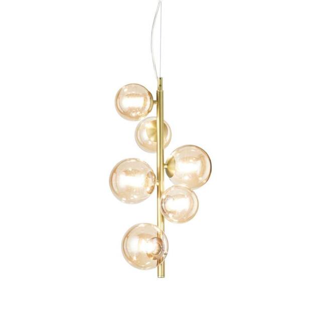 Netlighting Perlage 6 Light Globe Pendant Ceiling Light Brass in Gold