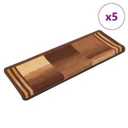 Berkfield Home Stair Mats Self-adhesive 5 pcs 65x21x4 cm Brown - Size: Medium - thumbnail 2