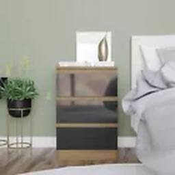 Havendro Oak + Black 3 Drawer Wooden Bedroom Chest Cabinet No Handle - thumbnail 4