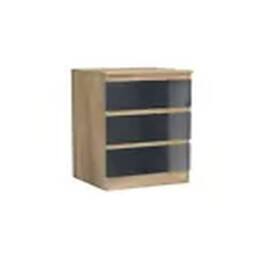 Havendro Oak + Black 3 Drawer Wooden Bedroom Chest Cabinet No Handle - thumbnail 1