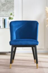 Life Interiors Single Sofina Modern Velvet Dining Chair, Tufted Back, Wooden Frame in Blue - thumbnail 2
