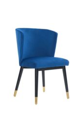 Life Interiors Single Sofina Modern Velvet Dining Chair, Tufted Back, Wooden Frame in Blue - thumbnail 1