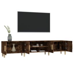 Berkfield Home TV Cabinet Smoked Oak 180x31.5x40 cm Engineered Wood in Brown - thumbnail 5