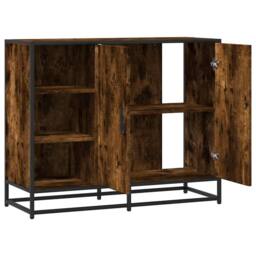 Berkfield Home Sideboard Smoked Oak 92x35x76 cm Engineered Wood in Brown - Size: 92 x 35 x 76 cm - thumbnail 7
