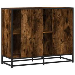 Berkfield Home Sideboard Smoked Oak 92x35x76 cm Engineered Wood in Brown - Size: 92 x 35 x 76 cm - thumbnail 6