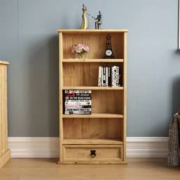 Havendro Rack 1 Drawer Shelf Unit Mexican Solid Waxed Pine By Home in Brown - thumbnail 3