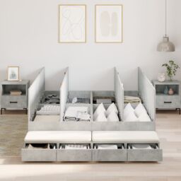 Berkfield Home Storage Bed Frame Concrete Grey 150x200 cm - thumbnail 4