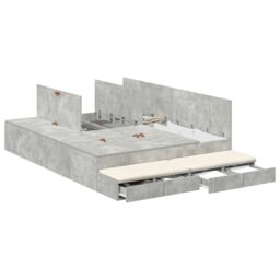 Berkfield Home Storage Bed Frame Concrete Grey 150x200 cm - thumbnail 2