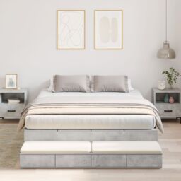 Berkfield Home Storage Bed Frame Concrete Grey 150x200 cm - thumbnail 1