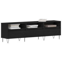Berkfield Home TV Cabinet Black Oak 150x30x44, 5 cm Engineered Wood - thumbnail 3