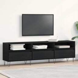 Berkfield Home TV Cabinet Black Oak 150x30x44, 5 cm Engineered Wood - thumbnail 2