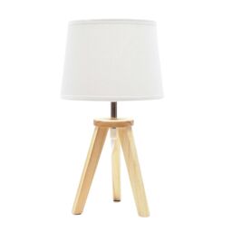 ValueLights Jackson Wooden Tripod Table Lamp with Fabric Shade & LED Bulb in Natural - thumbnail 2