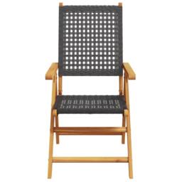 Berkfield Home Garden Chairs 2 pcs Black Solid Wood Acacia & Poly Rattan - thumbnail 5