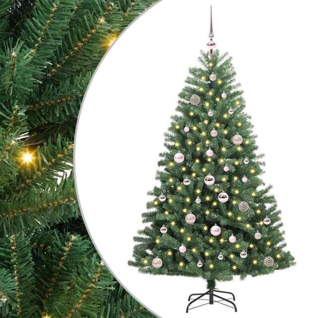 Berkfield Home Artificial Hinged Christmas Tree Green 150 cm PVC & Metal - image 1