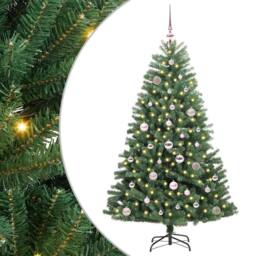 Berkfield Home Artificial Hinged Christmas Tree Green 150 cm PVC & Metal - thumbnail 1