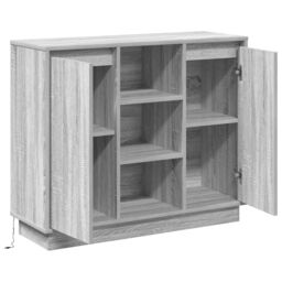 Berkfield Home Sideboard with LED Grey Sonoma 90x32x75 cm Engineered Wood - Size: 90 x 32 x 75 cm - thumbnail 6