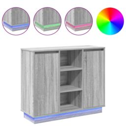 Berkfield Home Sideboard with LED Grey Sonoma 90x32x75 cm Engineered Wood - Size: 90 x 32 x 75 cm - thumbnail 4