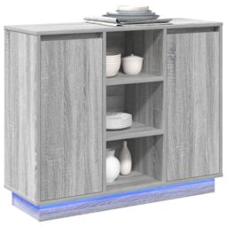 Berkfield Home Sideboard with LED Grey Sonoma 90x32x75 cm Engineered Wood - Size: 90 x 32 x 75 cm - thumbnail 3