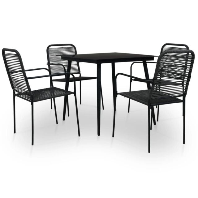 Berkfield Home 5 Piece Garden Dining Set Cotton Rope & Steel Black - image 1