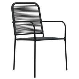 Berkfield Home 5 Piece Garden Dining Set Cotton Rope & Steel Black - thumbnail 5