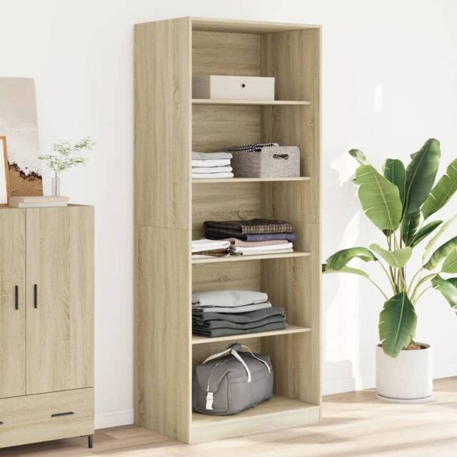 Berkfield Home Wardrobe Sonoma Oak 80x50x200 cm Engineered Wood in Brown - Size: 80 x 50 x 200 cm - image 1