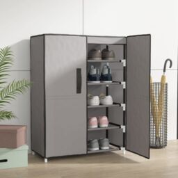 Berkfield Home Shoe Cabinet Grey 60x28x90 cm Fabric - Size: 60 x 28 x 90 cm - thumbnail 1