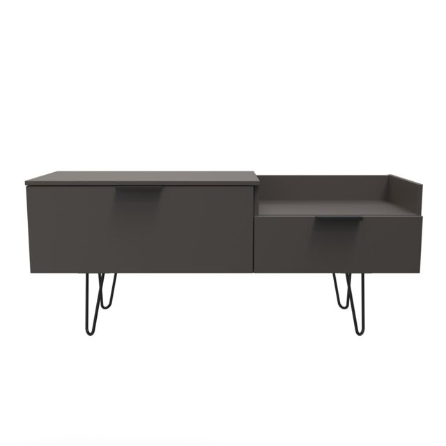 Ready Assembled 2 U Fuji TV Console Unit (Ready Assembled) in Dark Grey - Size: Large - image 1