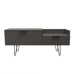 Ready Assembled 2 U Fuji TV Console Unit (Ready Assembled) in Dark Grey - Size: Large - thumbnail 1