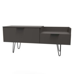 Ready Assembled 2 U Fuji TV Console Unit (Ready Assembled) in Dark Grey - Size: Large - thumbnail 3