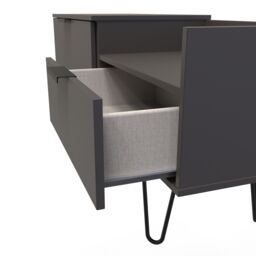 Ready Assembled 2 U Fuji TV Console Unit (Ready Assembled) in Dark Grey - Size: Large - thumbnail 5