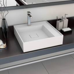 Berkfield Home Chic Wash Basin 50x50x12.3 cm Mineral Cast/Marble Cast White - thumbnail 2