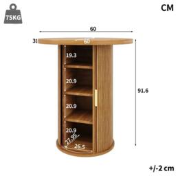 BTM Round Bar Table Storage Cabinet Standing Table for Living Room in Natural - thumbnail 5