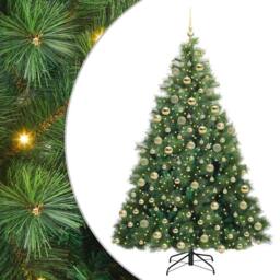 Berkfield Home Artificial Christmas Tree with 300 LEDs Green 180 cm PE & PVC - thumbnail 2