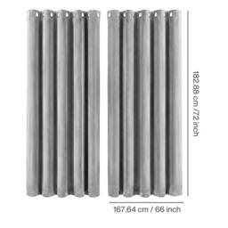 VOGREX Grey Velvet Thermal Blackout Eyelet Curtains 66x72in - thumbnail 2