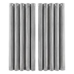 VOGREX Grey Velvet Thermal Blackout Eyelet Curtains 66x72in - thumbnail 1
