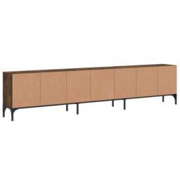 Berkfield Home TV Cabinet with Drawer Smoked Oak 200x25x44 cm Engineered Wood in Brown - Size: 200 x 25 x 44 cm - thumbnail 8
