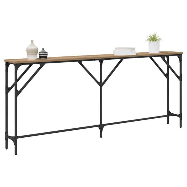 Berkfield Home Stunning Console Table Artisan Oak 180x23x75 cm Engineered Wood in Brown - Size: 180 x 23 x 75 cm - image 1