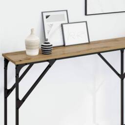 Berkfield Home Stunning Console Table Artisan Oak 180x23x75 cm Engineered Wood in Brown - Size: 180 x 23 x 75 cm - thumbnail 4