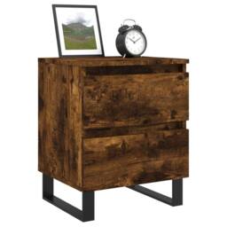 Berkfield Home Elegant Bedside Cabinet Smoked Oak 40x35x50 cm Engineered Wood in Brown - Size: 40 x 35 x 50 cm - thumbnail 1