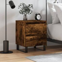Berkfield Home Elegant Bedside Cabinet Smoked Oak 40x35x50 cm Engineered Wood in Brown - Size: 40 x 35 x 50 cm - thumbnail 2
