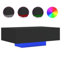 Berkfield Home Coffee Table with LED Lights Black 85x55x31 cm - Size: 85 x 55 x 31 cm