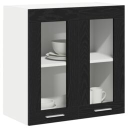 Berkfield Home Hanging Glass Cabinet in Black Oak - 60x31x60 cm, Made from Engineered Wood - Size: 60 x 31 x 60 cm - thumbnail 3