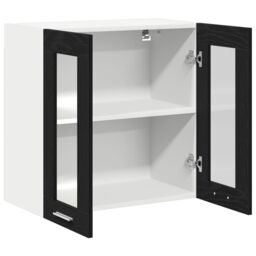 Berkfield Home Hanging Glass Cabinet in Black Oak - 60x31x60 cm, Made from Engineered Wood - Size: 60 x 31 x 60 cm - thumbnail 5