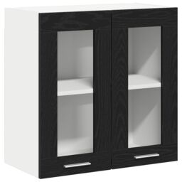Berkfield Home Hanging Glass Cabinet in Black Oak - 60x31x60 cm, Made from Engineered Wood - Size: 60 x 31 x 60 cm - thumbnail 2