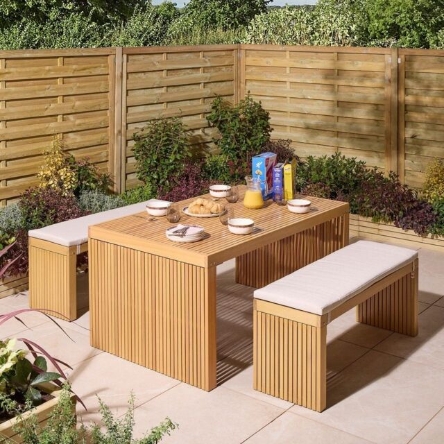 Rowlinsons Kyoto Contemporary Four Seater Wooden Bench Set in Brown - image 1